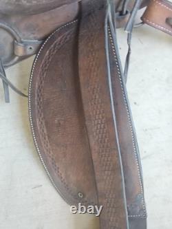 Vintage 15 Brown Leather Western Horse Saddle Roping Saddle # 3920