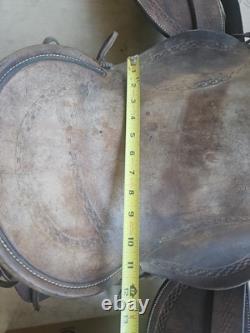 Vintage 15 Brown Leather Western Horse Saddle Roping Saddle # 3920