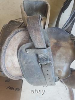 Vintage 15 Brown Leather Western Horse Saddle Roping Saddle # 3920
