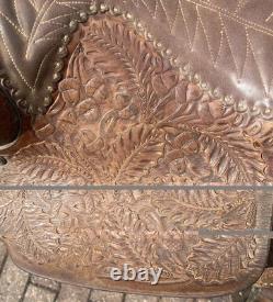 Vintage 15 Longhorn Tooled Roping Western Saddle Needs TLC & Restoration