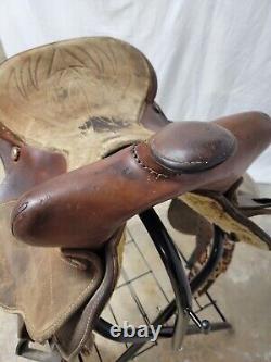 Vintage 15 Tex Tan Round Skirt Western Barrel Racing Saddle SQHB