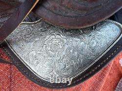 Vintage 15 Tooled Leather Longhorn Western saddle US made