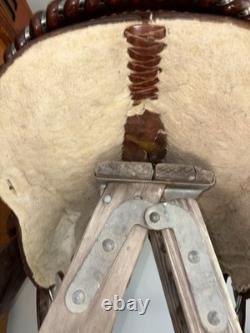 Vintage 15? Western Saddle Tooled Leather Full Quarter Horse Bars Trail Ranch