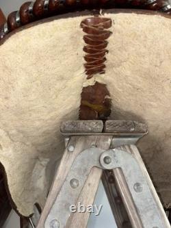 Vintage 15? Western Saddle Tooled Leather Full Quarter Horse Bars Trail Ranch