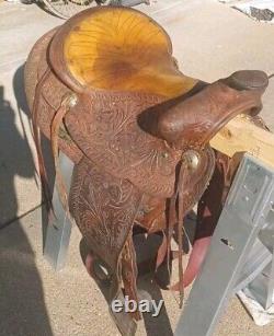 Vintage 16 WESTERN HORSE SADDLE Fully Beautifully Tooled North & Judd Hardware