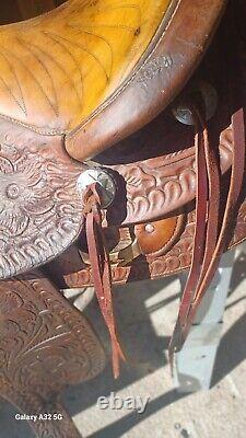 Vintage 16 WESTERN HORSE SADDLE Fully Beautifully Tooled North & Judd Hardware