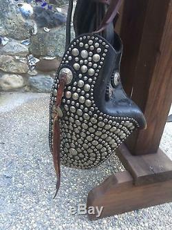 Vintage 1950's Bona Allen Nickel Spotted Show / Parade Saddle & Tapaderos