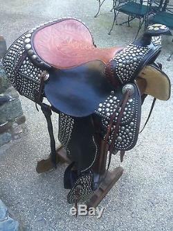 Vintage 1950's Bona Allen Nickel Spotted Show / Parade Saddle & Tapaderos