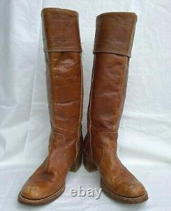 Vintage 1970s Frye Tall Leather Boots Women Saddle Tan 8509 Size 9 Black Label