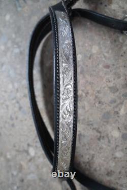 Vintage American Western Black & Red Tooled Leather Embossed 16 Horse Saddle