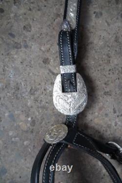 Vintage American Western Black & Red Tooled Leather Embossed 16 Horse Saddle