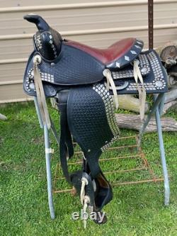 Vintage/Antique 13 youth Western parade saddle withsilver studs, tapaderos