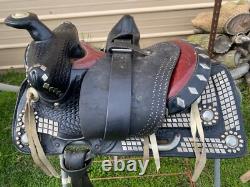 Vintage/Antique 13 youth Western parade saddle withsilver studs, tapaderos