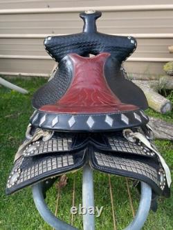 Vintage/Antique 13 youth Western parade saddle withsilver studs, tapaderos