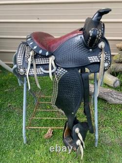 Vintage/Antique 13 youth Western parade saddle withsilver studs, tapaderos