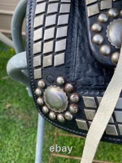 Vintage/Antique 13 youth Western parade saddle withsilver studs, tapaderos