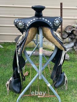 Vintage/Antique 13 youth Western parade saddle withsilver studs, tapaderos
