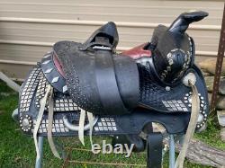 Vintage/Antique 13 youth Western parade saddle withsilver studs, tapaderos