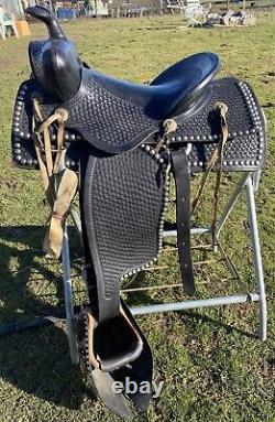 Vintage/Antique 14 Simco Western parade saddle withsilver studs, tapaderos