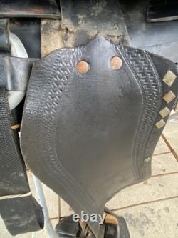 Vintage/Antique 15.5 Simco Western saddle withsilver diamonds, tapaderos