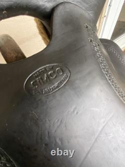 Vintage/Antique 15.5 Simco Western saddle withsilver diamonds, tapaderos
