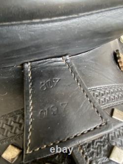 Vintage/Antique 15.5 Simco Western saddle withsilver diamonds, tapaderos