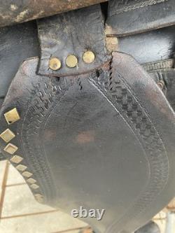 Vintage/Antique 15.5 Simco Western saddle withsilver diamonds, tapaderos