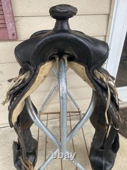 Vintage/Antique 15.5 Simco Western saddle withsilver diamonds, tapaderos