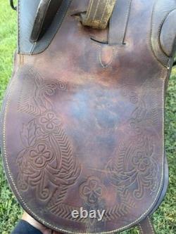 Vintage Antique Original Brown Leather Horse Saddle