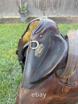 Vintage Antique Original Brown Leather Horse Saddle