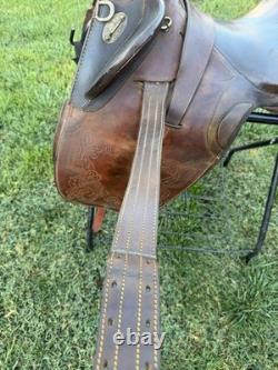 Vintage Antique Original Brown Leather Horse Saddle