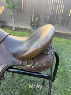 Vintage Antique Original Brown Leather Horse Saddle