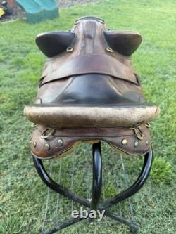 Vintage Antique Original Brown Leather Horse Saddle