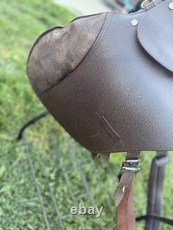 Vintage Antique Original Brown Leather Horse Saddle