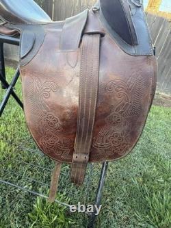Vintage Antique Original Brown Leather Horse Saddle