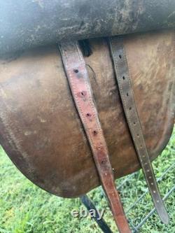 Vintage Antique Original Brown Leather Horse Saddle