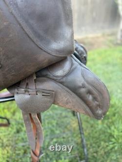 Vintage Antique Original Brown Leather Horse Saddle