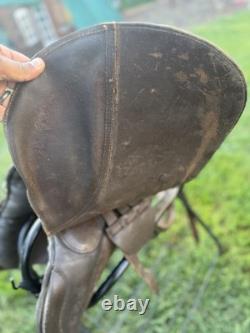 Vintage Antique Original Brown Leather Horse Saddle