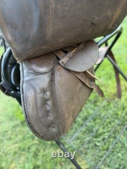 Vintage Antique Original Brown Leather Horse Saddle