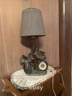 Vintage Apsit Bros California Chalkware Western Lamp Working Clock Cowboy