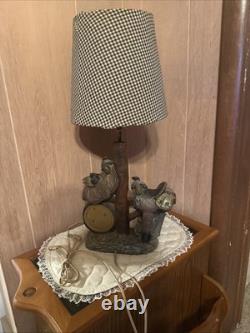Vintage Apsit Bros California Chalkware Western Lamp Working Clock Cowboy
