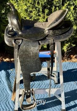 Vintage B Bar B Saddlery 14 Black Tooled Leather Western Trail Horse Saddle