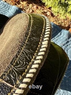 Vintage B Bar B Saddlery 14 Black Tooled Leather Western Trail Horse Saddle