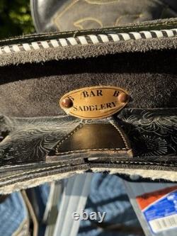 Vintage B Bar B Saddlery 14 Black Tooled Leather Western Trail Horse Saddle