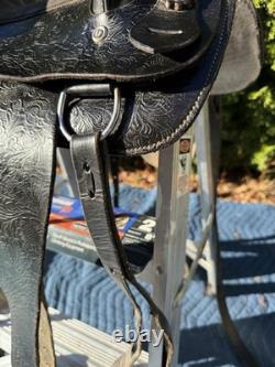 Vintage B Bar B Saddlery 14 Black Tooled Leather Western Trail Horse Saddle