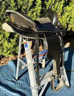 Vintage B Bar B Saddlery 14 Black Tooled Leather Western Trail Horse Saddle