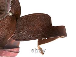 Vintage Beautiful Double R Leather Company Hand Made Saddle Detailed Work