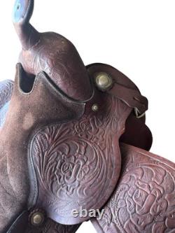Vintage Beautiful Double R Leather Company Hand Made Saddle Detailed Work