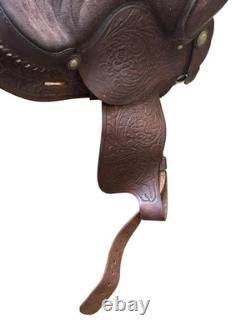 Vintage Beautiful Double R Leather Company Hand Made Saddle Detailed Work