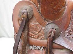 Vintage Big Horn Child's Western Tooled Pony Saddle